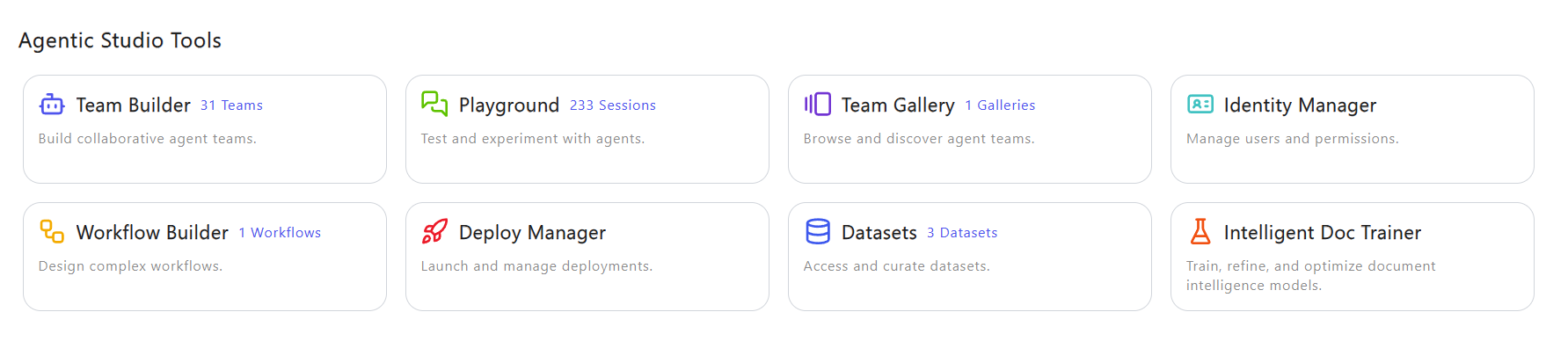 Agentic Studio Tools Home Page