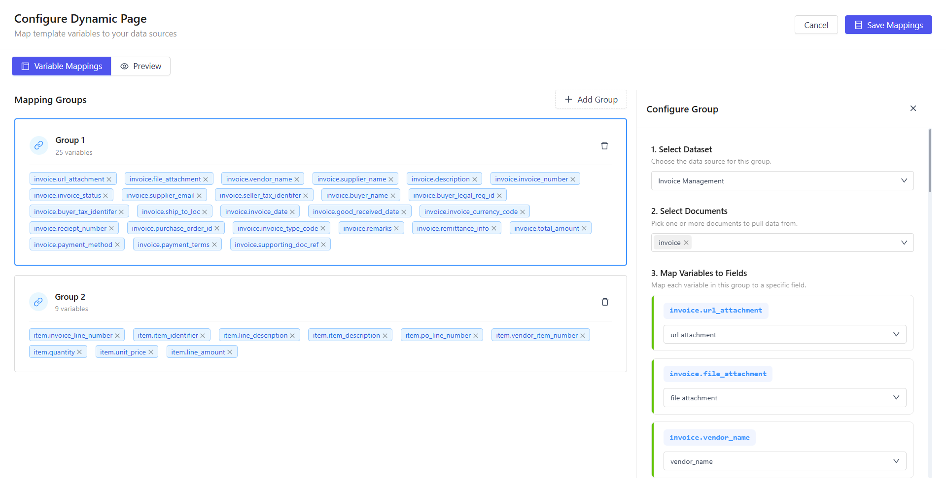 Dynamic dataset field configuration