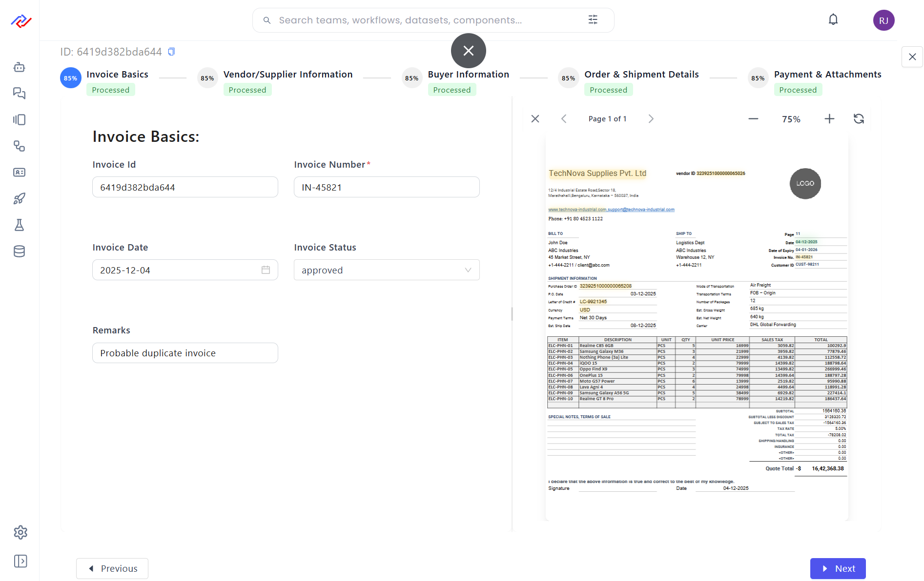PDF Highlight View for Extracted Data